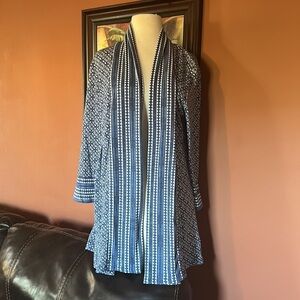NWT Dalia Long Sleeve Open Front Print Long Cardigan size L